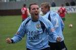 Wes Bancroft celebrates his Salford City goal in style